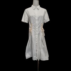 🍃🍃 Women's White Shirt Dress with Side Tie Details